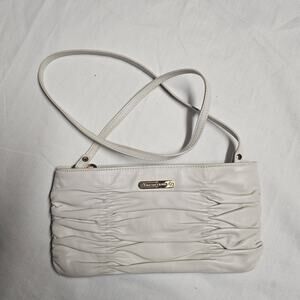 MICHAEL KORS Webster Clutch Shoulder Bag Purse Ruched Soft Leather Beige